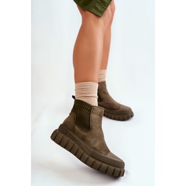 FB2 Stivali alla moda slip-on sulla piattaforma verde Jenna marrone 2