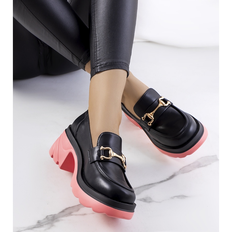 Francesine nere su suole Korgal rosa nero 1