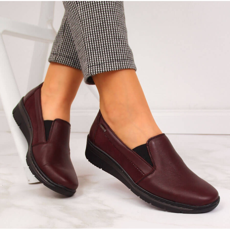 Scarpe da donna in pelle, bordeaux Helios 350 rosso 1