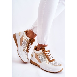 PG1 Calzature Sportive Da Donna In Ecopelle Con Zeppa Bianco Catrine marrone multicolore 2