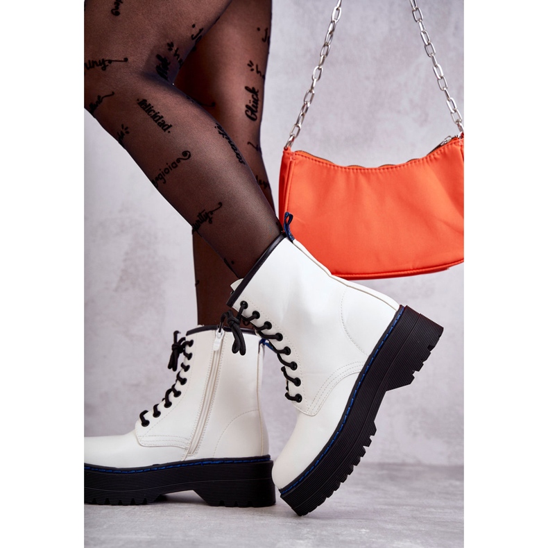 Stivali allacciati da donna Glany White Callie bianco 1
