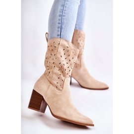 FB1 Stivali in pelle scamosciata da donna con stivali da cowboy Ariane beige 1