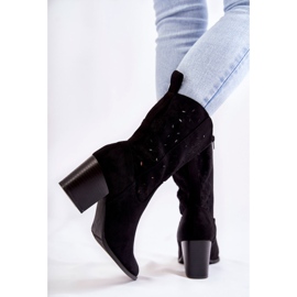 Stivali in pelle scamosciata da donna con stivali da cowboy Ariane neri nero 2