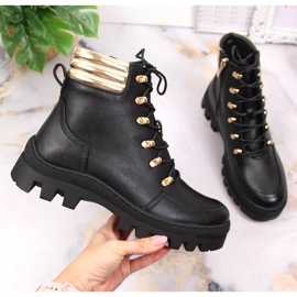 Scarpe da trekking da donna nere con plateau e borse Potocki nero 1
