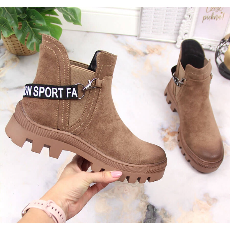Stivaletti Chelsea da donna in camoscio su piattaforma marrone Potocki 1