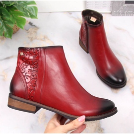 M. DASZYŃSKI Caldi stivali Jodhpur da donna rossi Daszyński SAN4B rosso 1