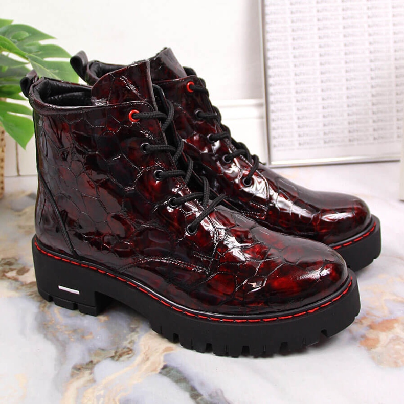 Stivaletti da donna in vernice bordeaux Artiker HBH35 chiaretto 1