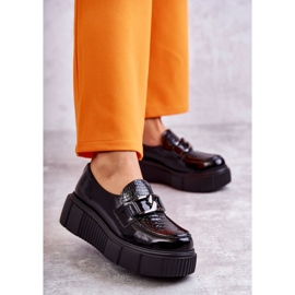 PL5 Scarpe in pelle alla moda sulla piattaforma Black Marsol nero 1