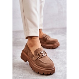 FB2 Francesina Da Donna In Pelle Scamosciata Con Decorazione Leeza Beige Scuro 1