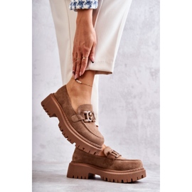 FB2 Francesina Da Donna In Pelle Scamosciata Con Decorazione Leeza Beige Scuro 2