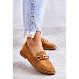 FB2 Mocassini da donna in camoscio con catena Camel Nolie marrone 1