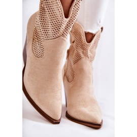 FB1 Stivali da donna in camoscio traforato Cowboy Beige Eleonore 2