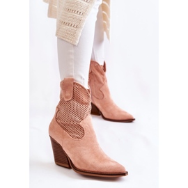Stivali da donna in camoscio traforato Cowboy Pink Eleonore beige 1