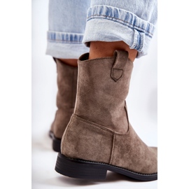 S.Barski Stivali bassi da donna in camoscio grigio scuro Fiorenz beige 2