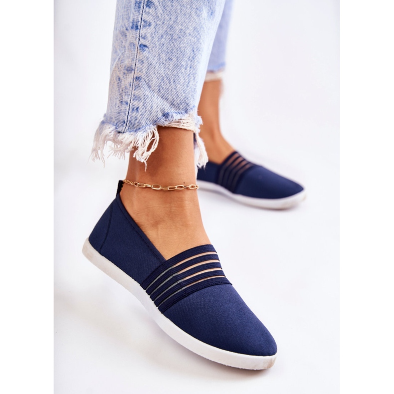 S.Barski Sneakers da donna in materiale Slip-On Navy Blue Lilis 2