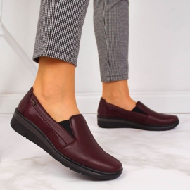 Scarpe Slip On in pelle Helios W H350L bordeaux rosso multicolore 2
