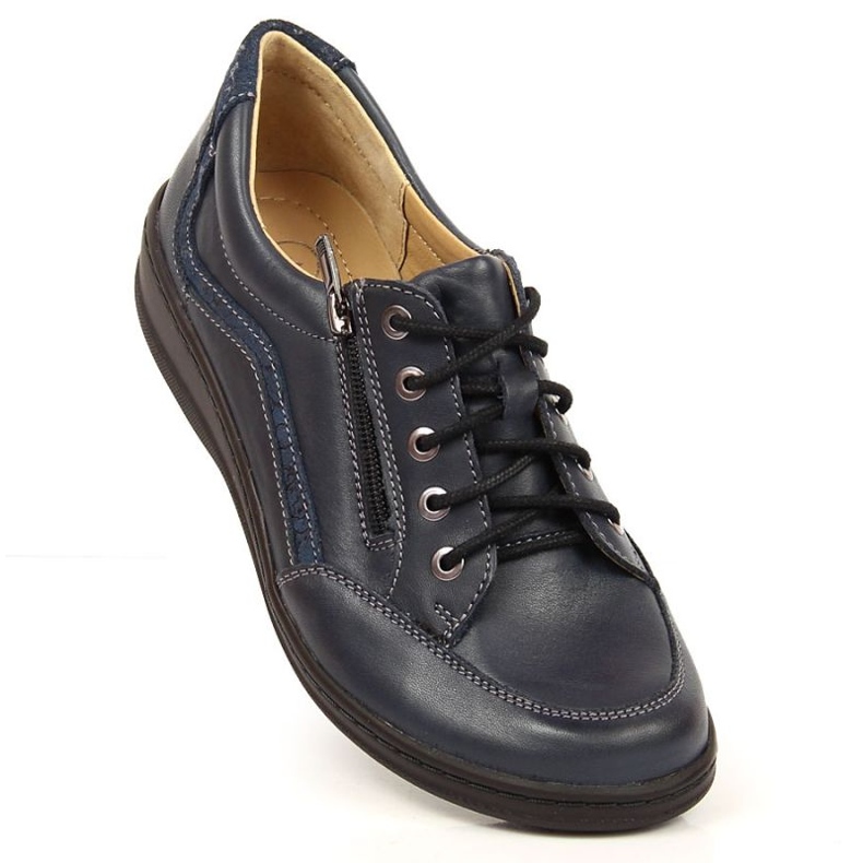 Helios Scarpe comode in pelle blu navy 1