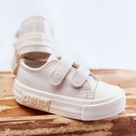 Sneakers Bambini in Pelle Con Velcro Big Star KK374091 Bianche bianco 2