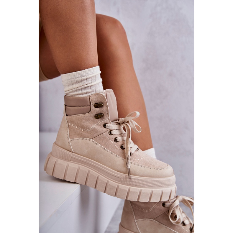 FG2 Stivali Comodi Sulla Piattaforma Beige Sanchio 2