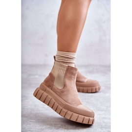 FB2 Stivali alla moda slip-on sulla piattaforma Jenna beige scuro 1
