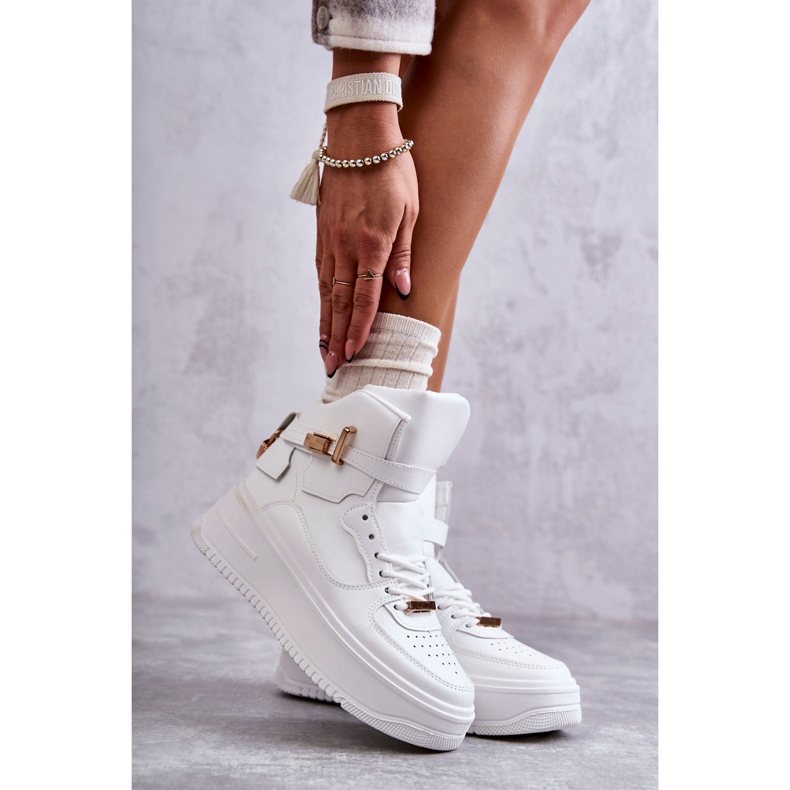 FB2 Scarpe sportive alte da donna isolate bianche Lexa bianco 2