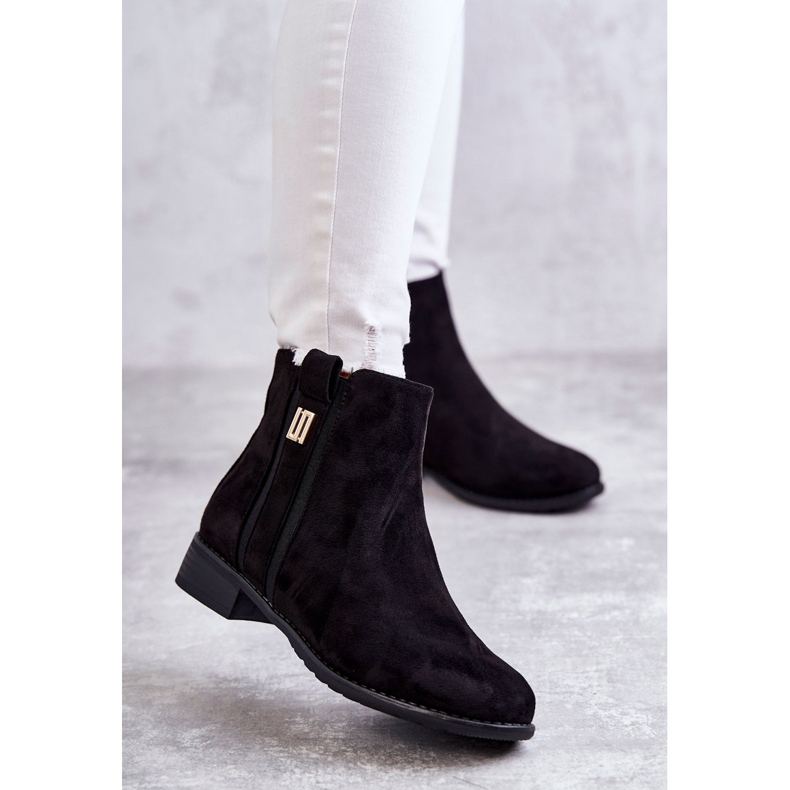 S.Barski Stivali in pelle scamosciata da donna con ornamento Giana nero 2