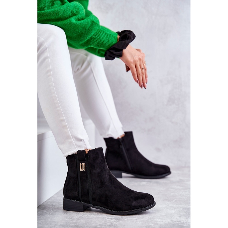 S.Barski Stivali in pelle scamosciata da donna con ornamento Giana nero 1