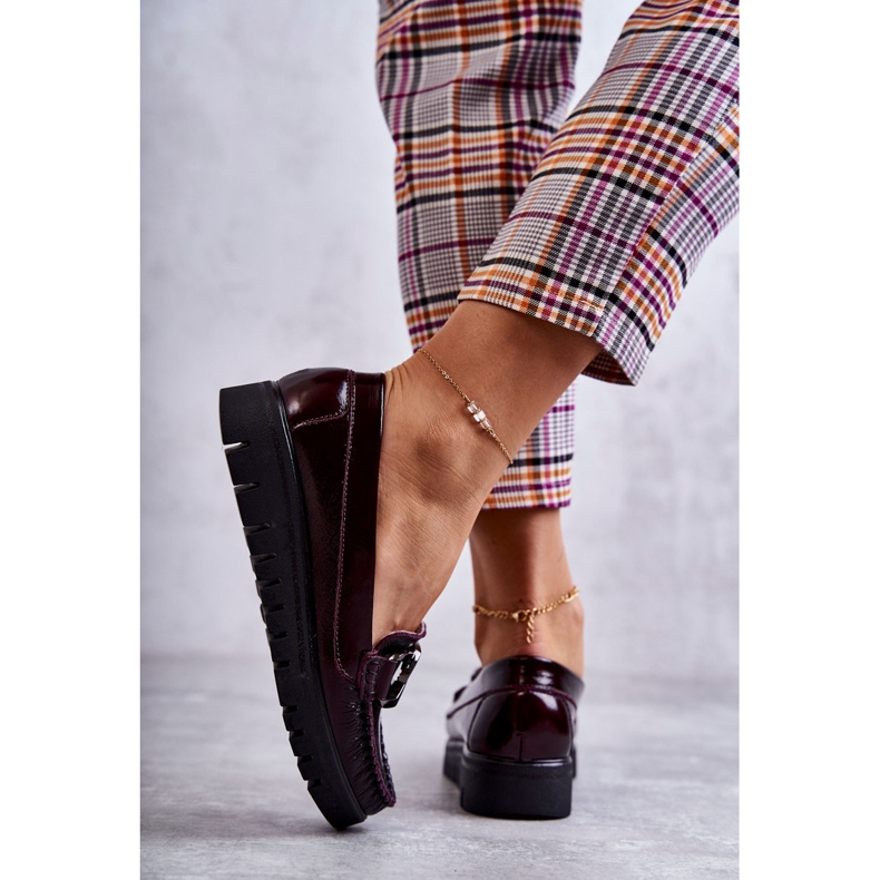 PL5 Mocassini In Pelle Da Donna Sulla Piattaforma Veneziana Bordeaux rosso multicolore 2