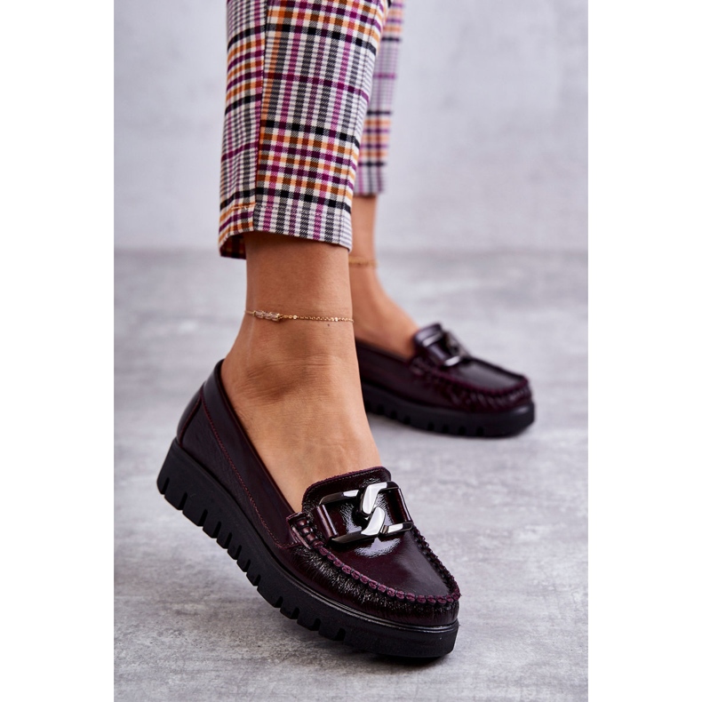 PL5 Mocassini In Pelle Da Donna Sulla Piattaforma Veneziana Bordeaux rosso multicolore 1