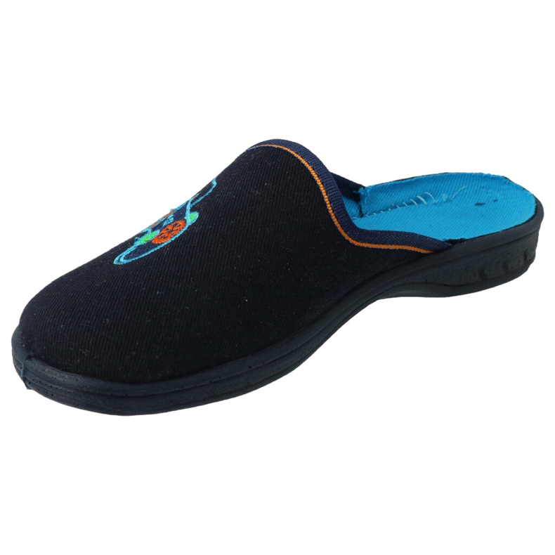 Pantofole colorate per bambini Befado con ricamo 707Y420 blu navy 3