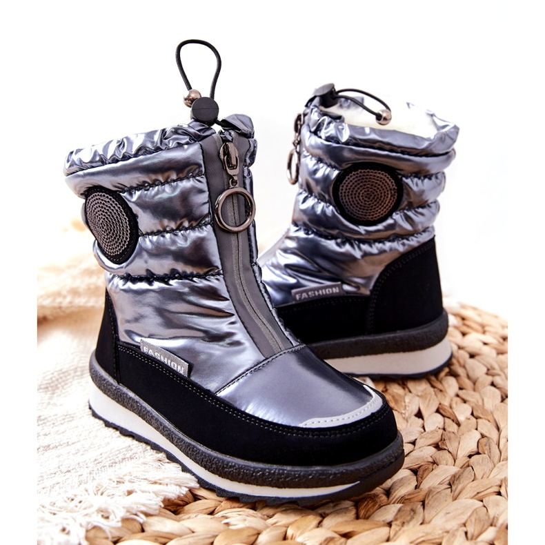 Evento Stivali da neve Stivali al ginocchio per bambini Miss❤E 21DZ23-4324 Grigio nero argento 3