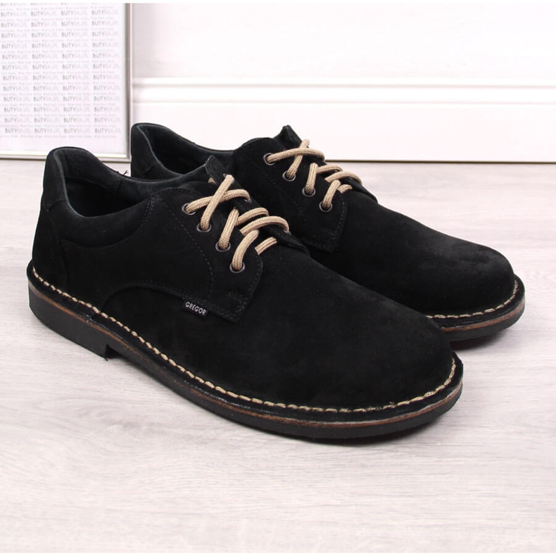 Scarpe in pelle, camoscio per uomo, nero Gregor 1108 1