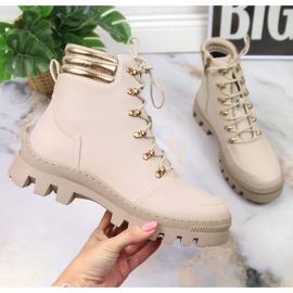 Scarpe da trekking da donna, lavoratori con piattaforma beige, Potocki 1