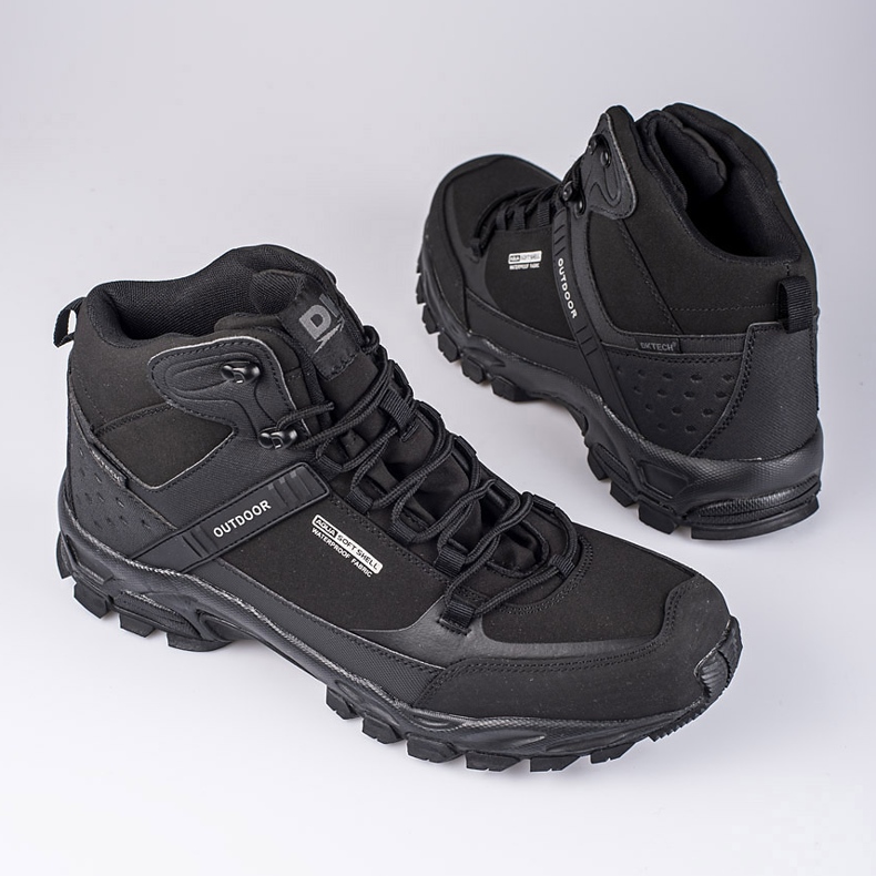Scarpe da trekking stringate da uomo DK con tomaia alta nero 1
