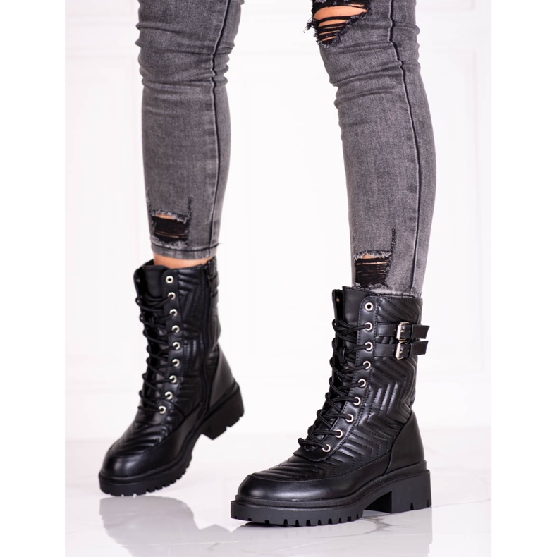 Lavoratrici con elegante trapuntatura Shelovet nero 1