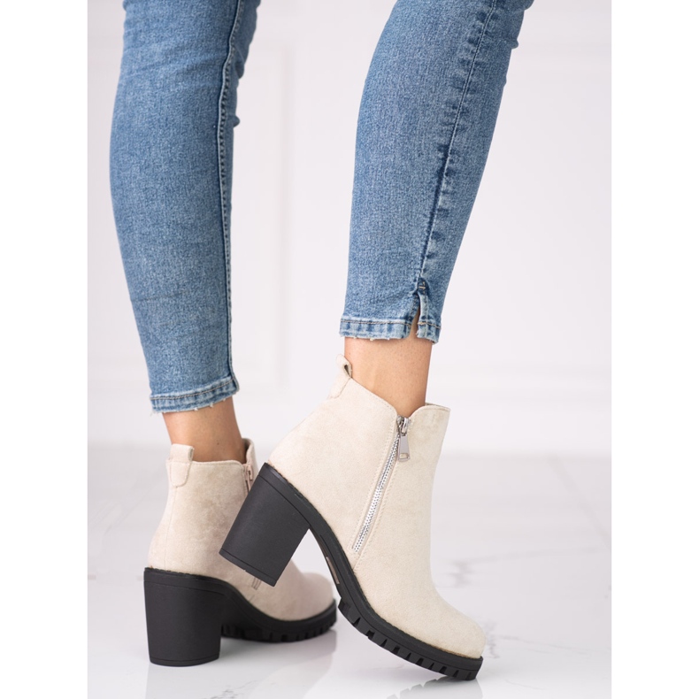Stivaletti beige da donna su palo Shelovet nero marrone 1