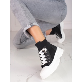 Sneakers nere da donna con tomaia alta Shelovet nero 1