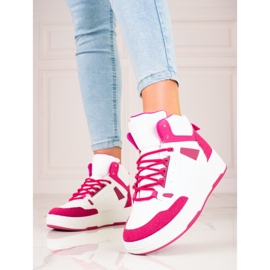 Sneakers alte da donna Shelovet bianche e rosa bianco 1