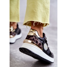Scarpe sportive da donna con zeppa GOE KK2N4085 nere marrone nero d'oro 2