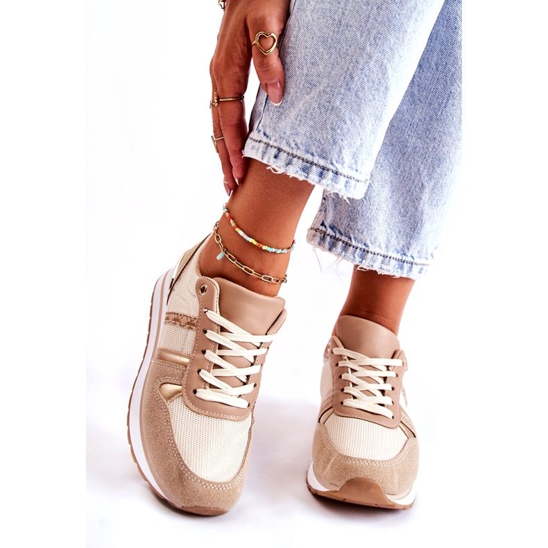PG1 Scarpe sportive classiche da donna allacciate Beige Elenes 1