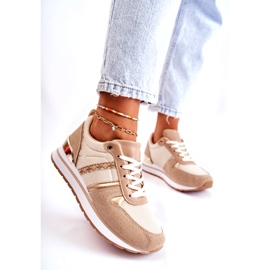 PG1 Scarpe sportive classiche da donna allacciate Beige Elenes 3