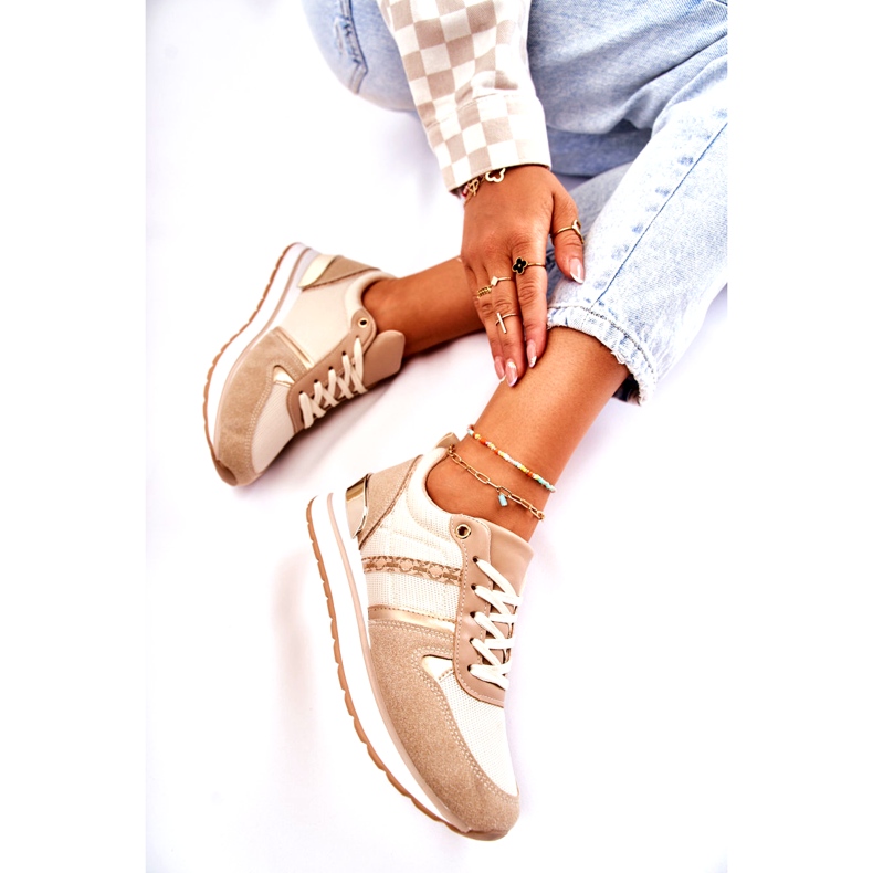 PG1 Scarpe sportive classiche da donna allacciate Beige Elenes 4