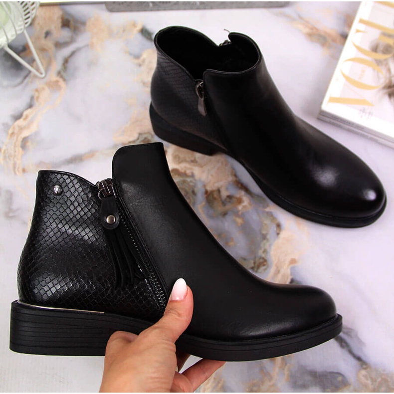 Stivali da donna Stivali Jodhpur in pelle di serpente nero Vinceza 1