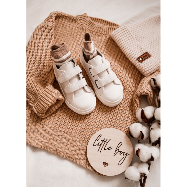Sneakers in Pelle per Bambini con Velcro Big Star KK374093 Bianche bianco 1