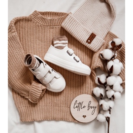 Sneakers in Pelle per Bambini con Velcro Big Star KK374093 Bianche bianco 2