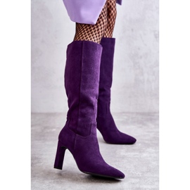 FG2 Stivali da donna con tacco al ginocchio Violet True Love viola 1