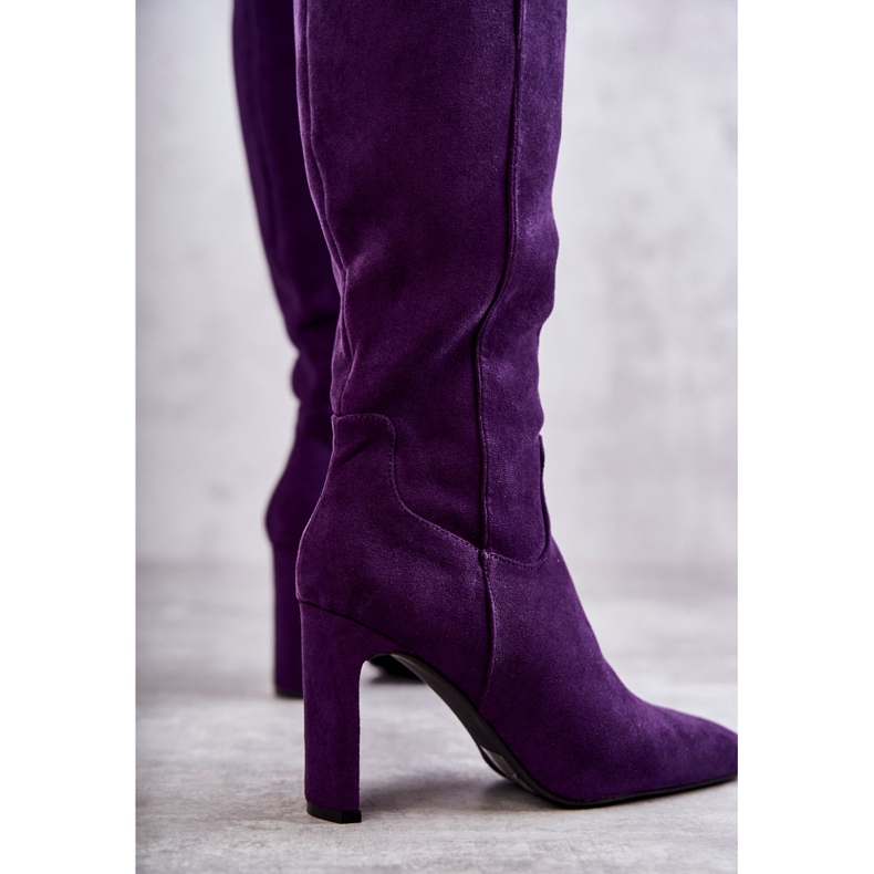 FG2 Stivali da donna con tacco al ginocchio Violet True Love viola 2