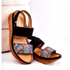 Sandali da donna in pelle Maciejka 04142-20 Nero multicolore 4