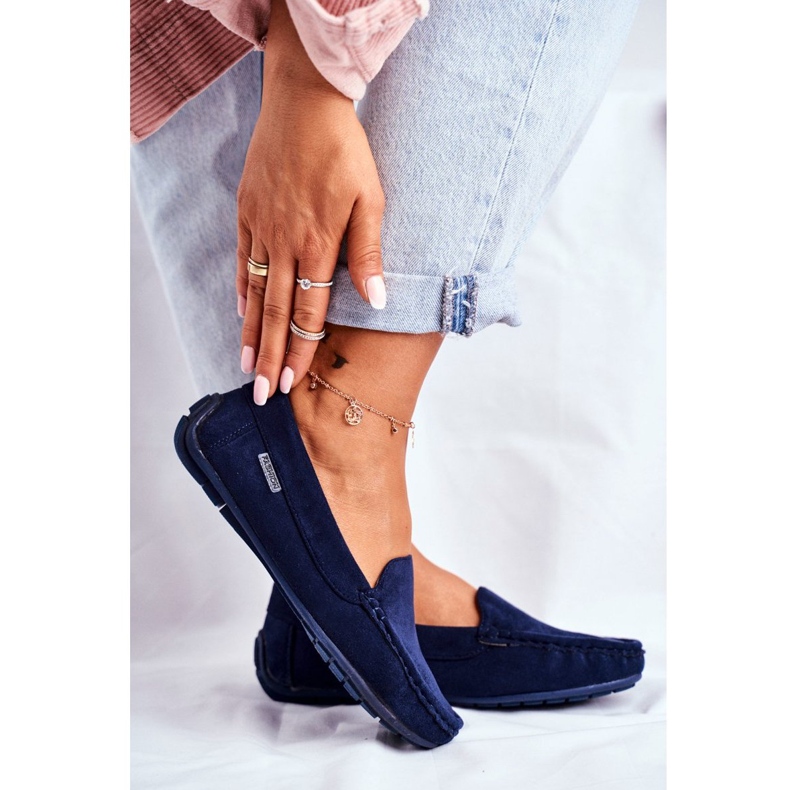 Evento Mocassini da donna in camoscio blu navy 2