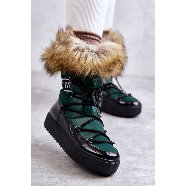 FM1 Stivali da neve stringati da donna verde Santero 1